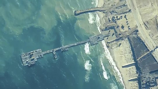 The US military finished first installing the floating pier two weeks ago.