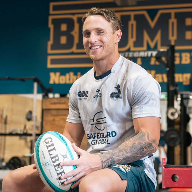 Corey Toole in the Brumbies gym ahead of the Waratahs game.