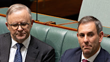 Prime Minister Anthony Albanese and Treasurer Dr Jim Chalmers during debate in the House of Representatives at Parliament House in Canberra on Wednesday 6 December 2023
