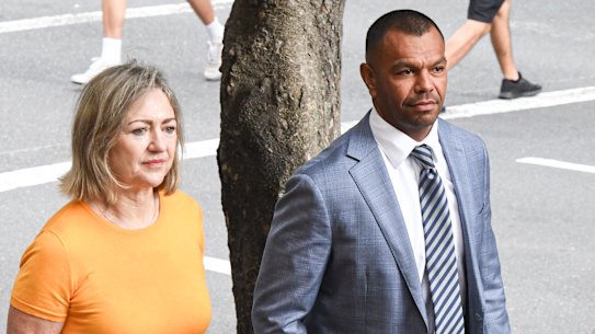 Kurtley Beale outside court with his barrister Margaret Cunneen, SC.