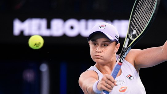 Ash Barty is close to a fourth-round win over Shelby Rogers.