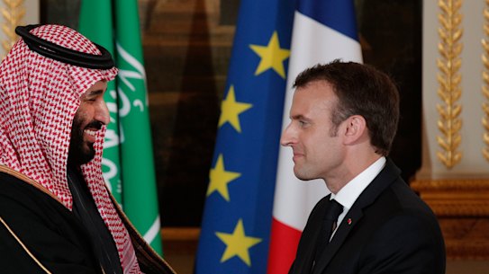 French President Emmanuel Macron, right, and Saudi Arabia Crown Prince Mohammed bin Salman, left, both have something to prove when they meet again this weekend. 