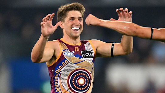 Zac Bailey during arguably his career-best performance for the Lions against Port Adelaide.
