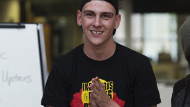 Dylan Voller, pictured in August 2017, is suing three media organisations.