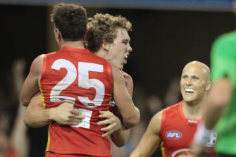Tom Lynch celebrates a goal on debut back in 2011.