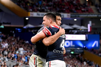 Joseph Suaalii and Joseph Manu have formed a lethal right-edge combination for the Roosters.