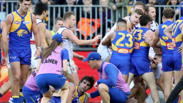 Gaff's strike and return to the field prompted retaliation from Brayshaw's riled teammates in the last western derby.