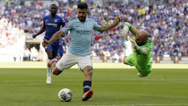 Manchester City's Sergio Aguero scored twice against Chelsea.