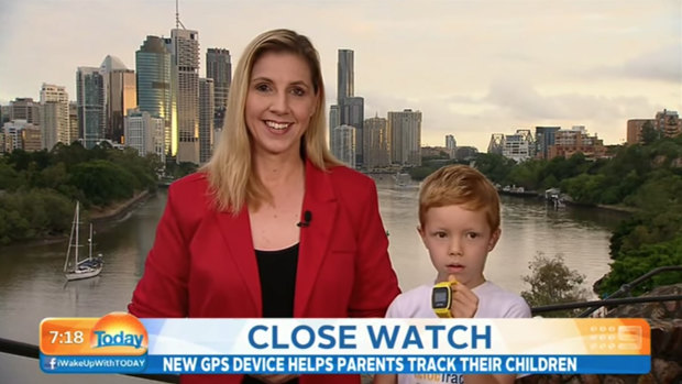 TicTocTrack founder Karen Cantwell with son Hunter, from an interview with Nine's Today show in 2014.
