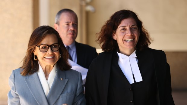 Lisa Wilkinson, left, and her barrister Sue Chrystanthou, SC. Wilkinson has finished giving evidence in a defamation claim against her.