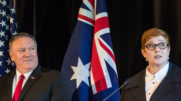 Mike Pompeo, US Secretary of State, meeting Australian Foreign Minister Marise Payne in 2019.