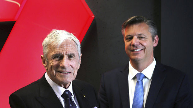 Seven West Media chairman Kerry Stokes and chief executive James Warburton.