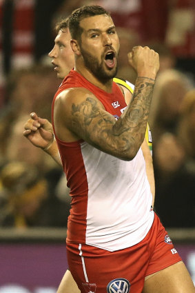 He's back: Lance Franklin kicked 5.4  in a dominant performance.