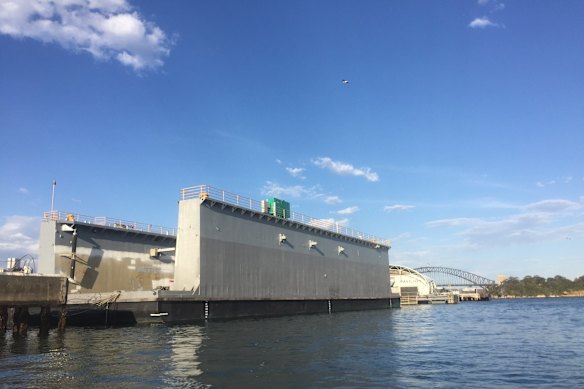 The Noakes floating dry dock occupies a prime position in Snails Bay. 