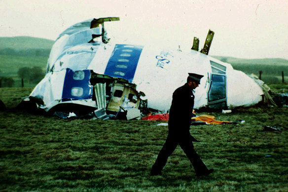 The nose of Pan Am flight 103 after it came down over the town of Lockerbie, Scotland on December 21, 1988.