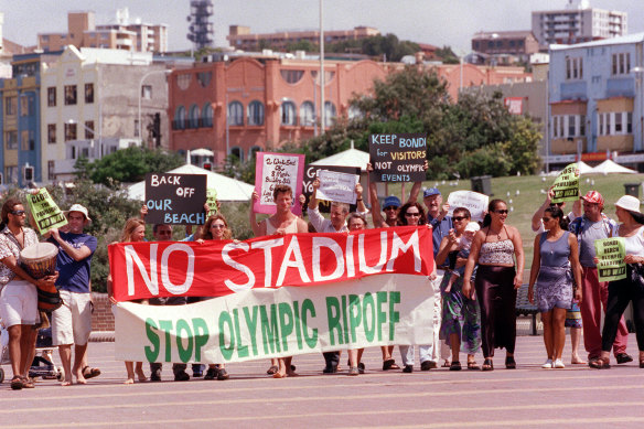 Protests against the construction of the 10,000-seat stadium marred the build-up to the Olympics in Bondi.
