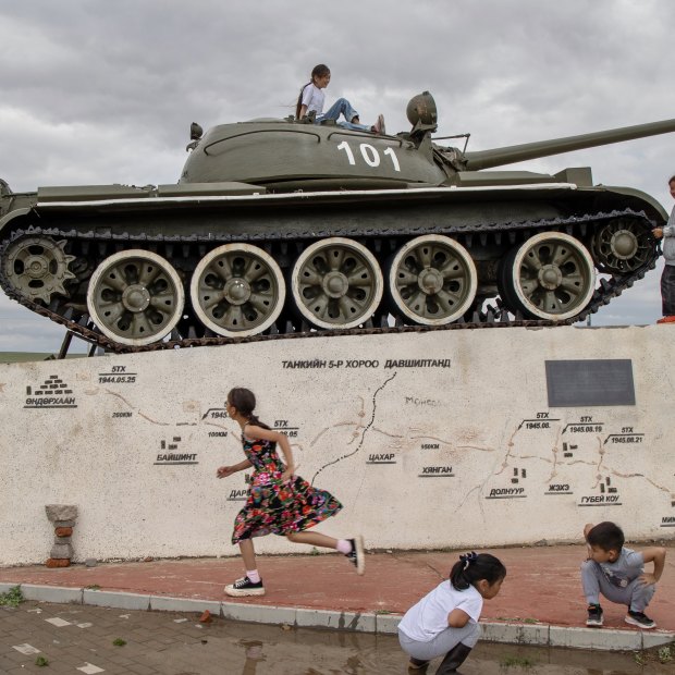 Memorial complex “Glory to the Russian Soldier” in Choir, a city in east-central Mongolia.