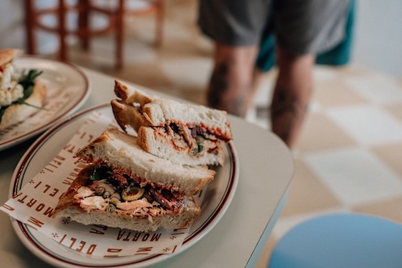 The signature hobz-biz-zejt, a Maltese sandwich of tuna, olives, tomato and more.