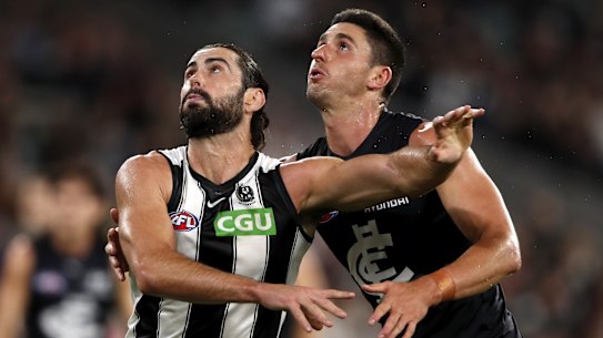 Collingwood’s Brodie Grundy and Carlton’s Marc Pittonet are among a lengthy list of injured ruckmen.