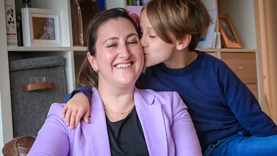 Jess Berenyi and son Hamish.