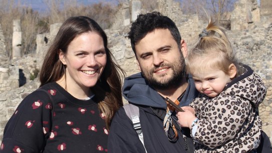 Laura Hartley with partner Alberto Sanchez Barco and daughter Sofia.