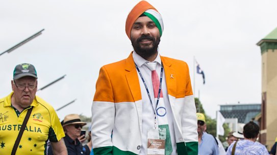 Gurnam Singh, President of Australian Indian Sport Education and Cultural Society at the SCG for the start of 4th Test Australia v India. 