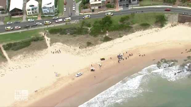 The scene at Woonona Beach on Saturday.