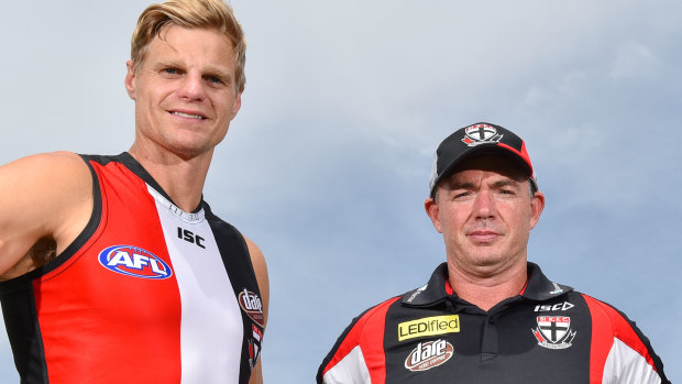 Nick Riewoldt, in his playing days, with coach Alan Richardson.