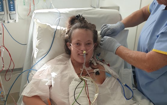 Madi Stewart is recovering from heart surgery at the Sydney Children's Hospital in Randwick.