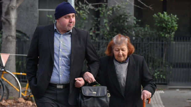 Snezana Stojanovska's mother-in-law Pisana Stojanovska and brother-in-law Vasko Stojanovski arrive at the Coroners Court directions hearing.