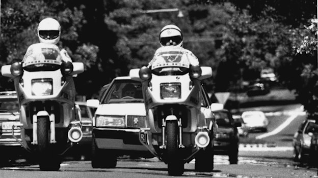 Granny Killer concern: police patrolling the streets of Mosman keeping a watchful eye on the elderly in 1989.