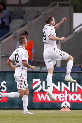 Jordan Mutch celebrates after scoring.