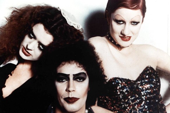 Patricia Quinn (left), Nell Campbell and Tim Curry in The Rocky Horror Picture Show.