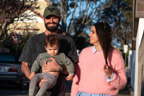 Campbell Biggs and Monica Eastwood, with son Ollie, have cut back on spending as inflation bites.