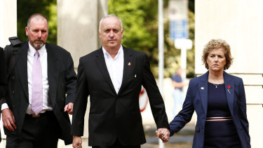 Grace's parents David and Gillian Millane arrive with Detective Inspector Scott Beard, left, at the Auckland High Court on November 06.