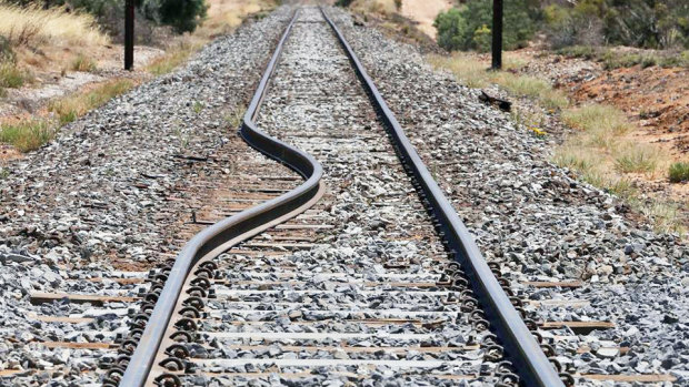 A railway track that was bent in the heat near Speed in western Victoria.