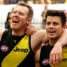 Jack Riewoldt and Trent Cotchin arm in arm.