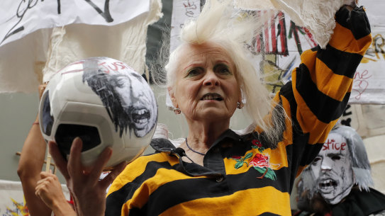The late Dame Vivienne Westwood campaigning in support of WikiLeaks founder Julian Assange.