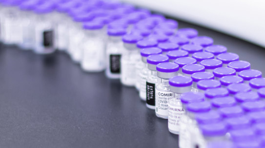 Vials of the Pfizer vaccine.