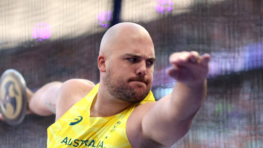 Discus thrower Matt Denny on his way to an elusive Olympic bronze medal.