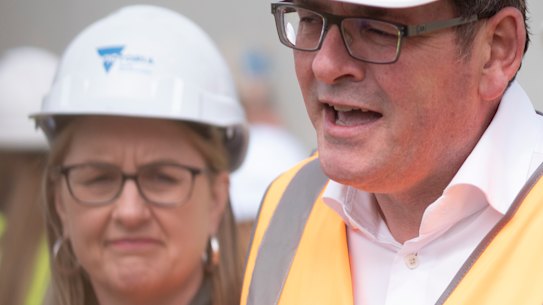 Then-premier Daniel Andrews, with then-deputy Jacinta Allan, releasing the housing statement in September last year.