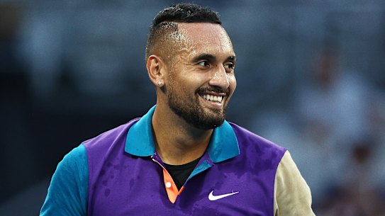 Nick Kyrgios after winning a five-set epic against Frenchman Ugo Humbert.