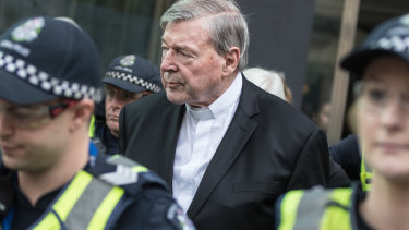George Pell outside court last year.