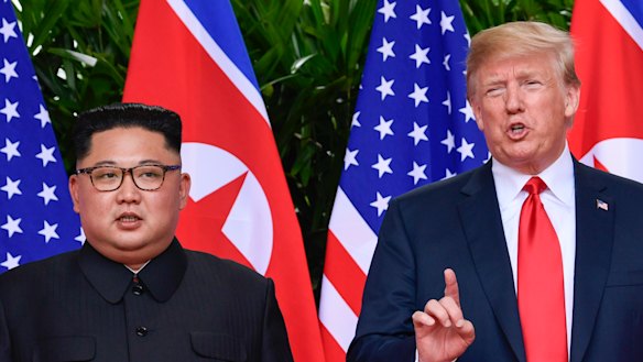 Kim Jong-un with Donald Trump at the June summit in Singapore.