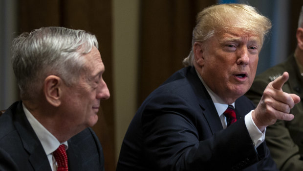 US Secretary of Defence Jim Mattis and US President Donald Trump at the White House this week.