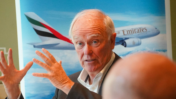 Emirates Airline president Sir Tim Clark in Melbourne on Friday 