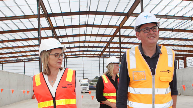  Transport Minister Jacinta Allan (left) and Premier Daniel Andrews tour the West Gate Tunnel site in December.