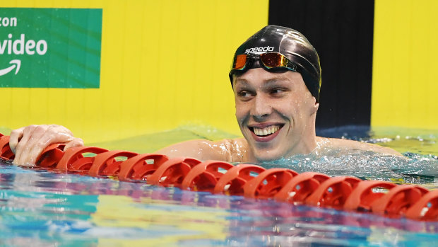 Zac Stubbletey-Cook after winning the men’s 200m breaststroke event. 