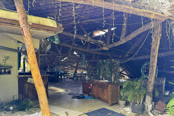 The inside of a building damaged in Port Vila, Vanuatu, following the powerful earthquake.
