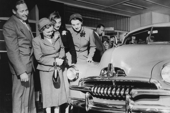 People admire the FJ Holden.